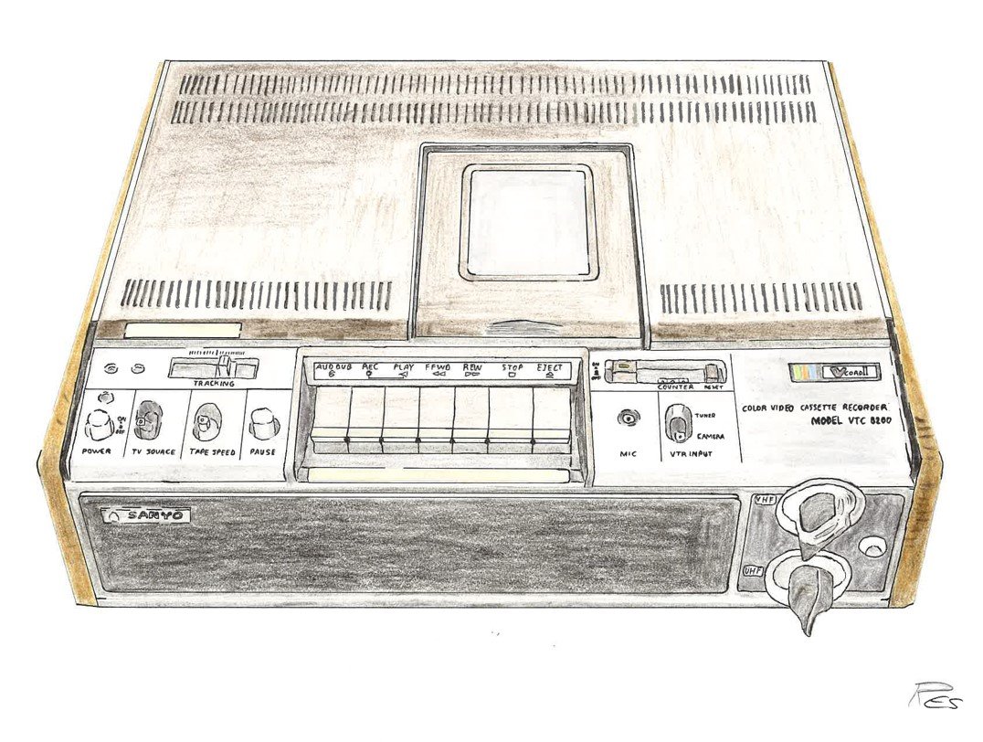 Magnétoscope V-Cord II de marque Sanyo (dessin de Res).